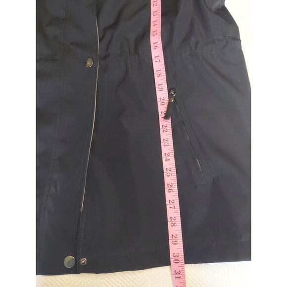 NAUTICA Women's Navy Cream Trench Coat Large Plaid Lining Classic Preppy Style - Picture 10 of 10